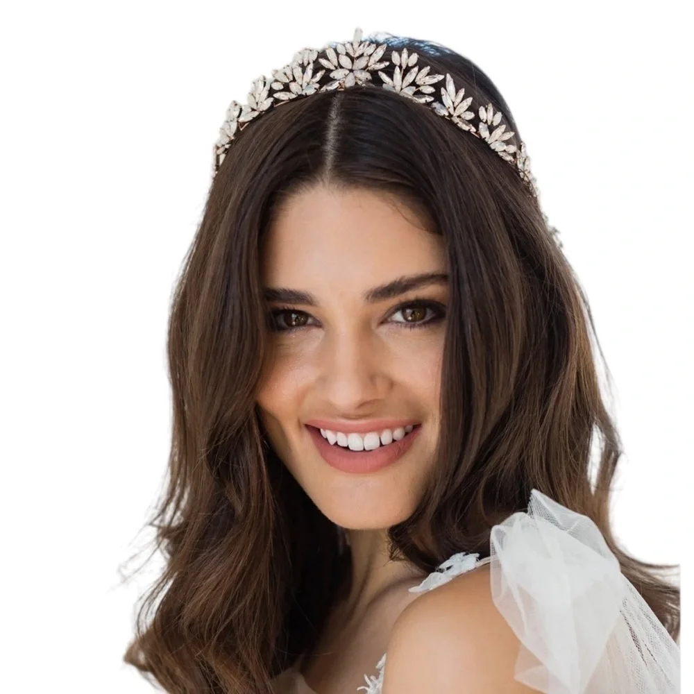 NEW Brides & Hairpins Honora Crystal Opal Sterling Silver Halo Comb Crown Tiara - Picture 2 of 14